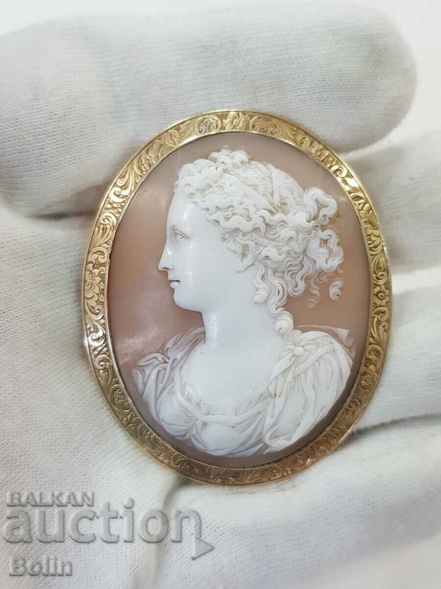 Broșă Victorian Beautiful Cameo 1850-1890 Europa
