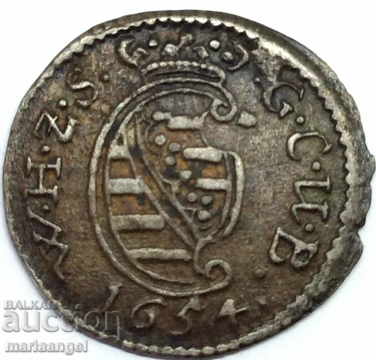 3 пфенига (Драер) 1654 Юбилейна Германия  Саксе-Ваймар