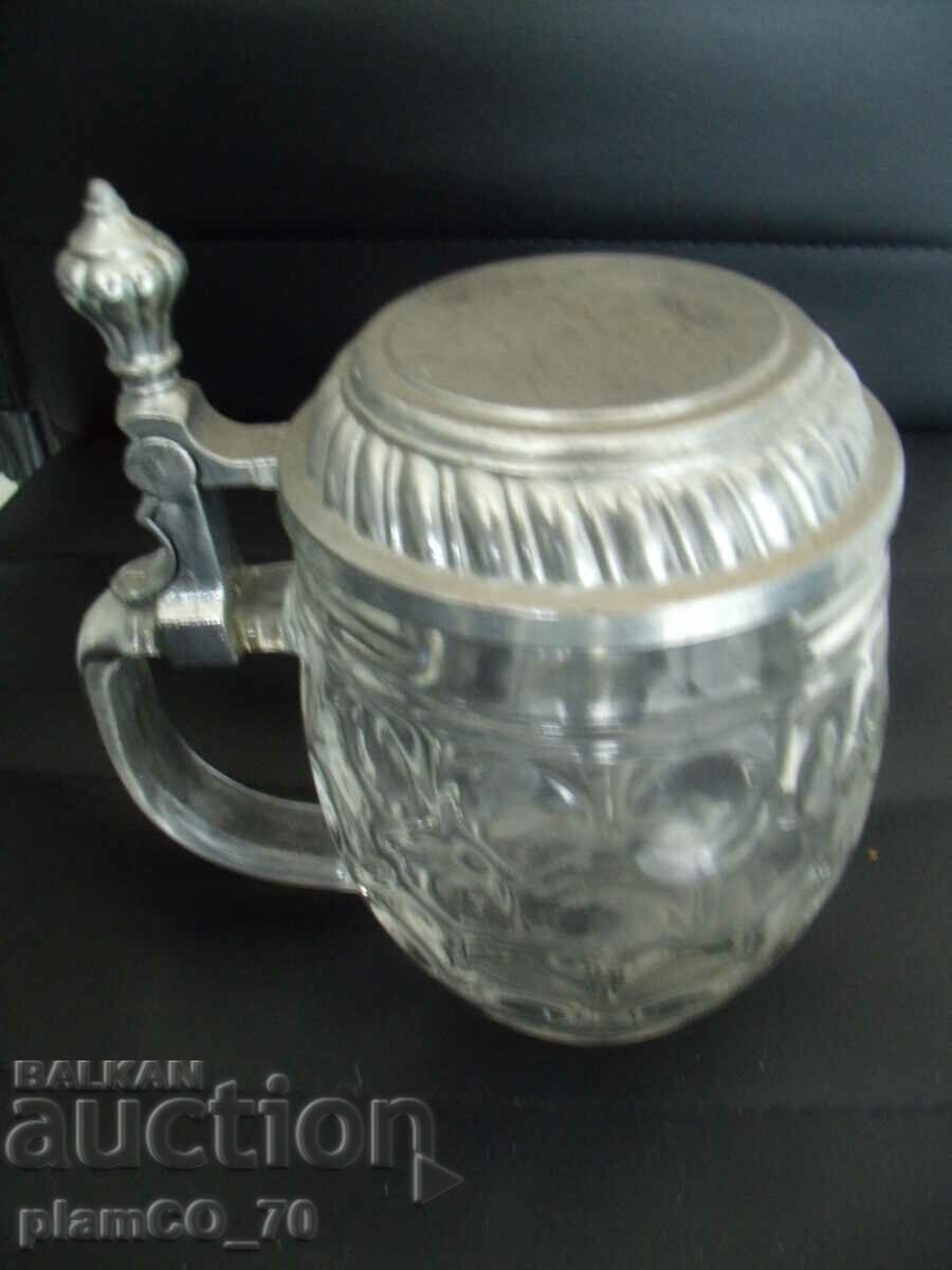 Παράδοση #*7111 παλιά γυάλινη κούπα με μεταλλικό καπάκι Παράδοση #*7111 παλιά γυάλινη κούπα με μεταλλικό καπάκι