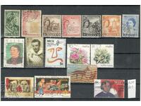 Пощенски марки - микс - лот 101, 16 броя клеймо