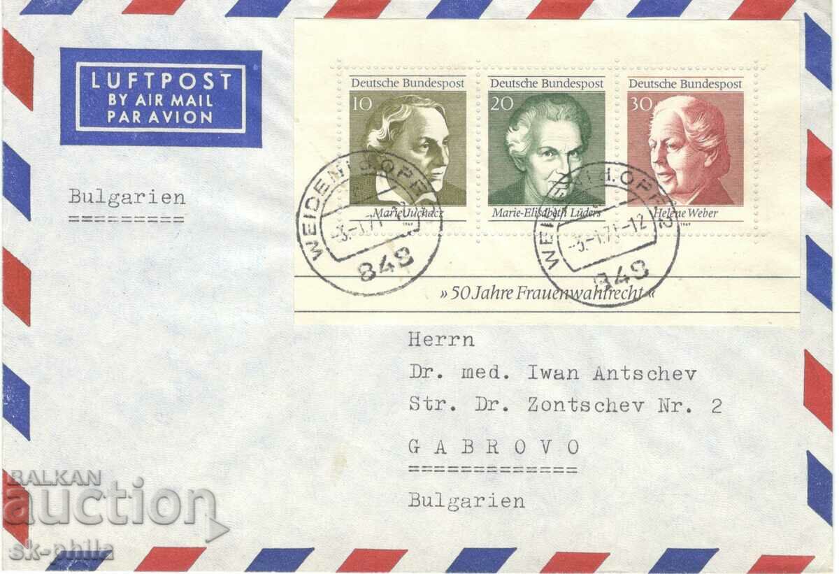 Postal envelope - traveled with block - German political