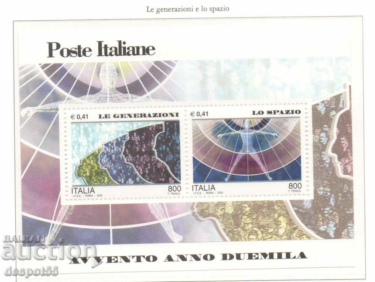 2000 Italy. The New Year 2000 - Generations and Space. Block