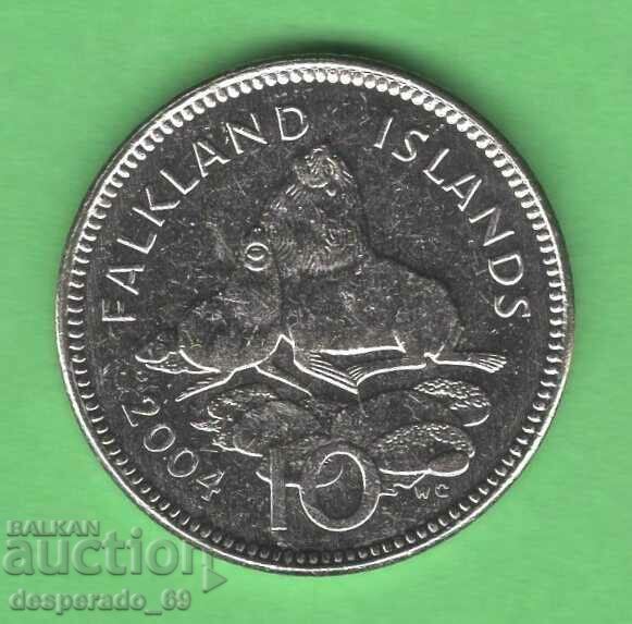 (¯`'•.¸ 10 pence 2004 FALKLAND ISLANDS UNC- ¸.•'´¯)