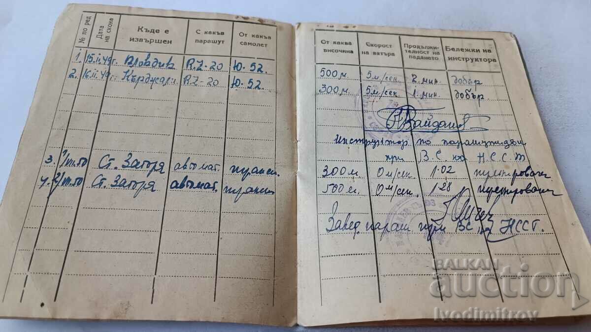 Livrarea Broșură cu parașuta Uniunea Națională a Sporturilor Aeriene 1952