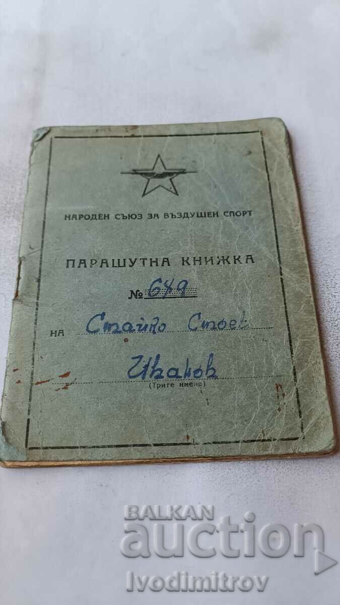 Broșură cu parașuta Uniunea Națională a Sporturilor Aeriene 1952