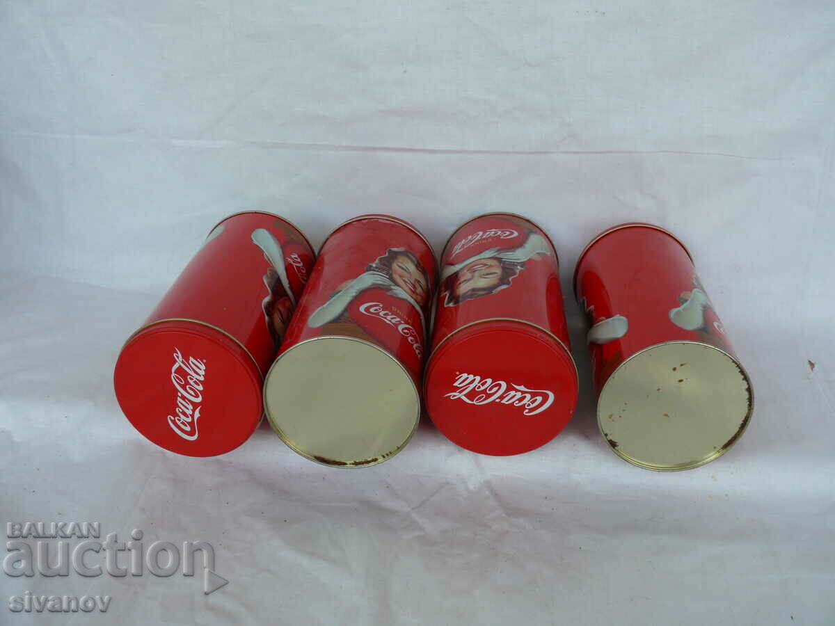 Delivery of Interesting set of 4 metal Coca Cola cans #1539 Delivery of Interesting set of 4 metal Coca Cola cans #1539