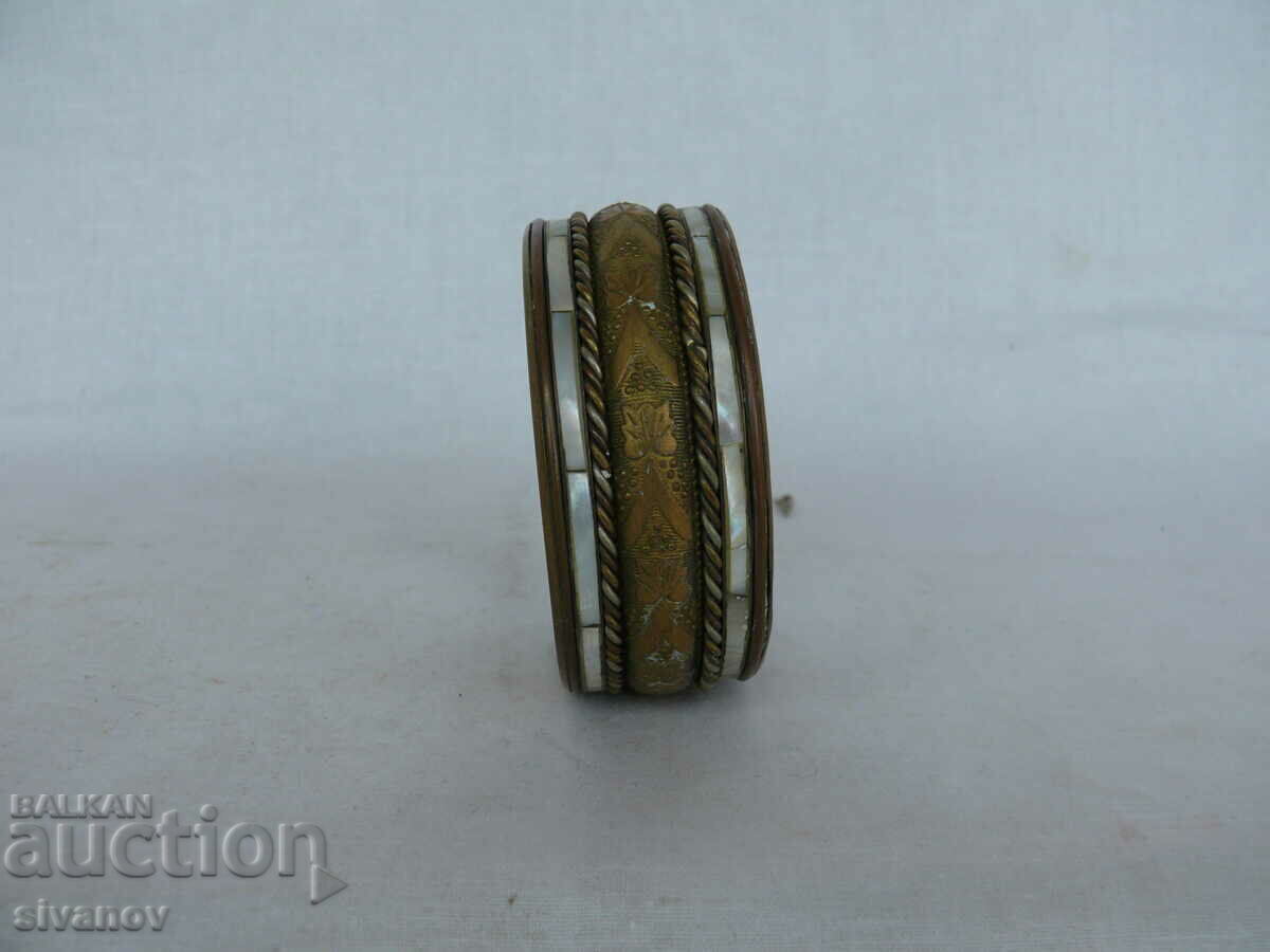 Delivery of Interesting old brass bracelet with mother of pearl #1553 Delivery of Interesting old brass bracelet with mother of pearl #1553
