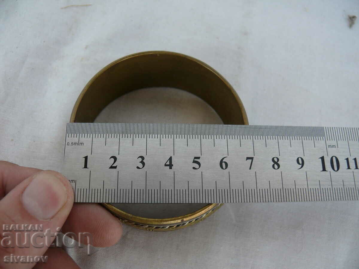 Interesting old brass bracelet with mother of pearl #1553 - 7 Interesting old brass bracelet with mother of pearl #1553 - 7