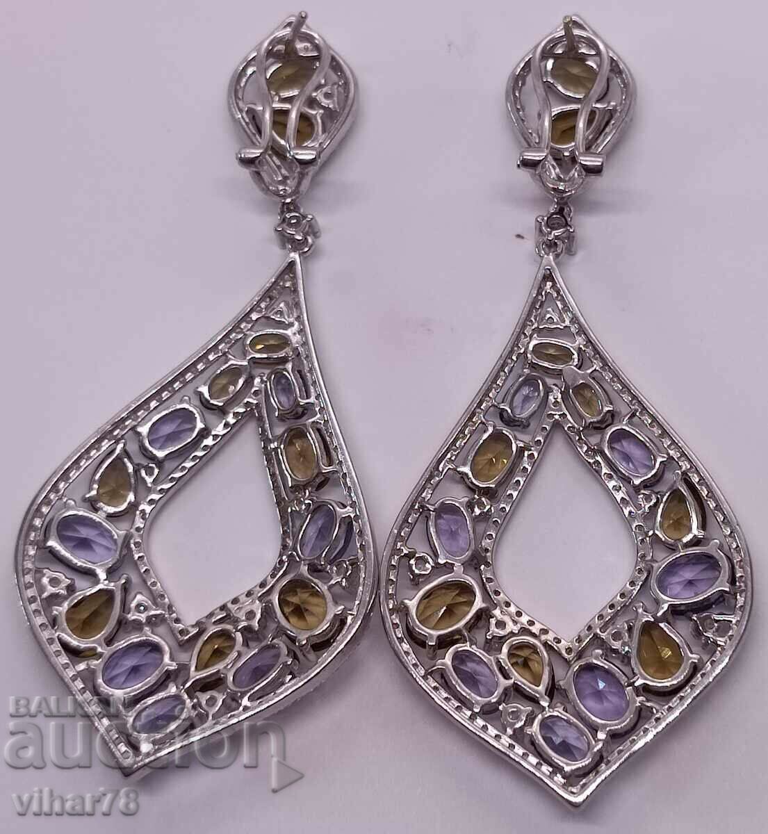 Silver earrings with amethyst and citrine - 6 Silver earrings with amethyst and citrine - 6