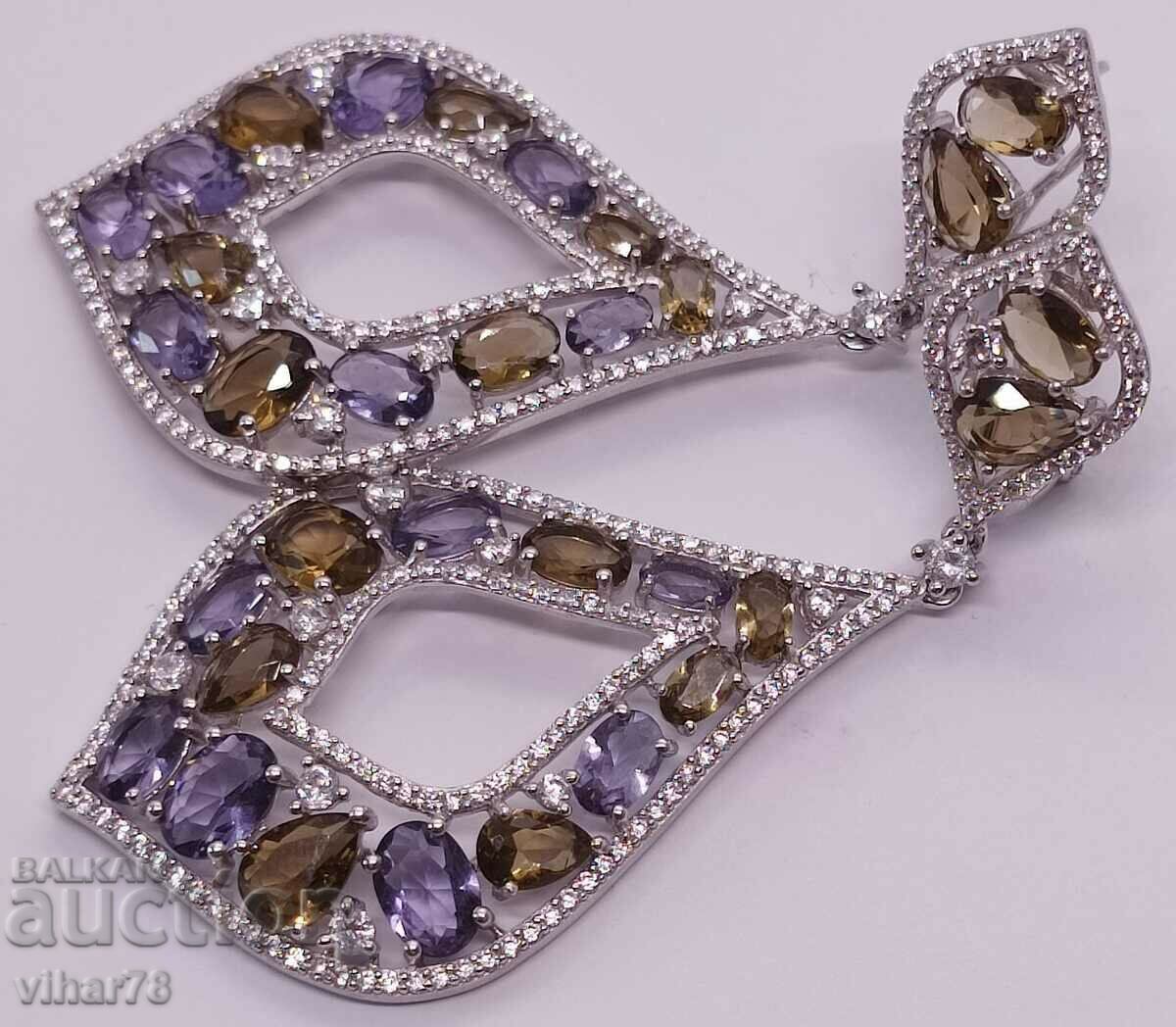 Silver earrings with amethyst and citrine - 7 Silver earrings with amethyst and citrine - 7