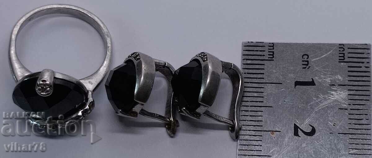 Silver set of ring with earrings - 6 Silver set of ring with earrings - 6