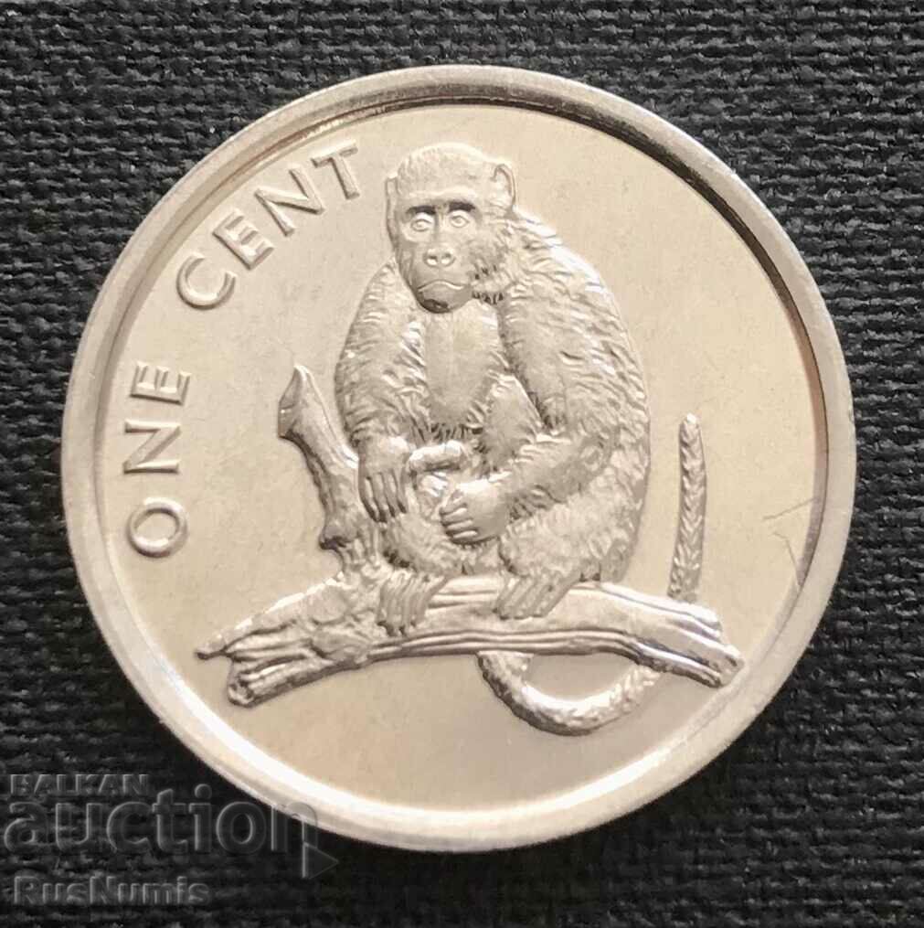 Острови Кук. 1 цент 2003 г. Година на маймуната. UNC.