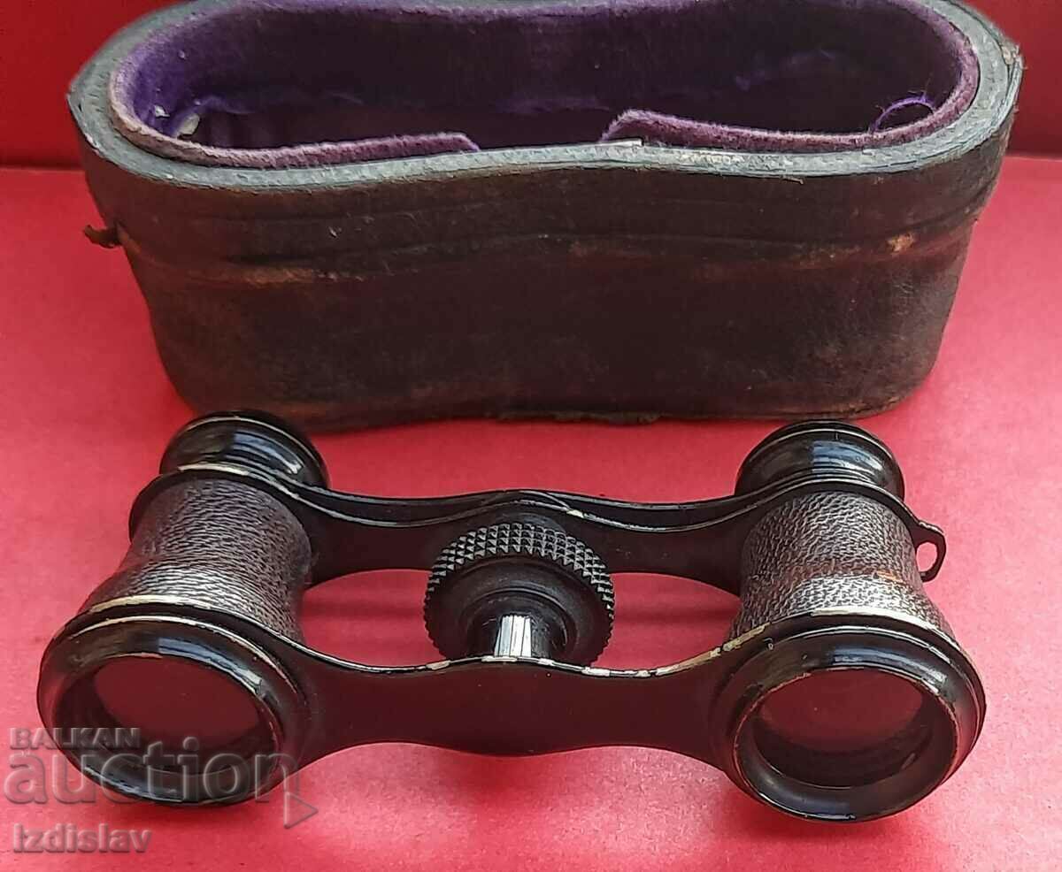 Binoclu militar antic cu carcasă din piele - 5