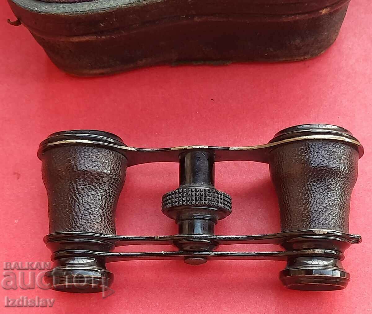 Binoclu militar antic cu carcasă din piele - 7