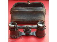 Vintage theater binoculars with leather case