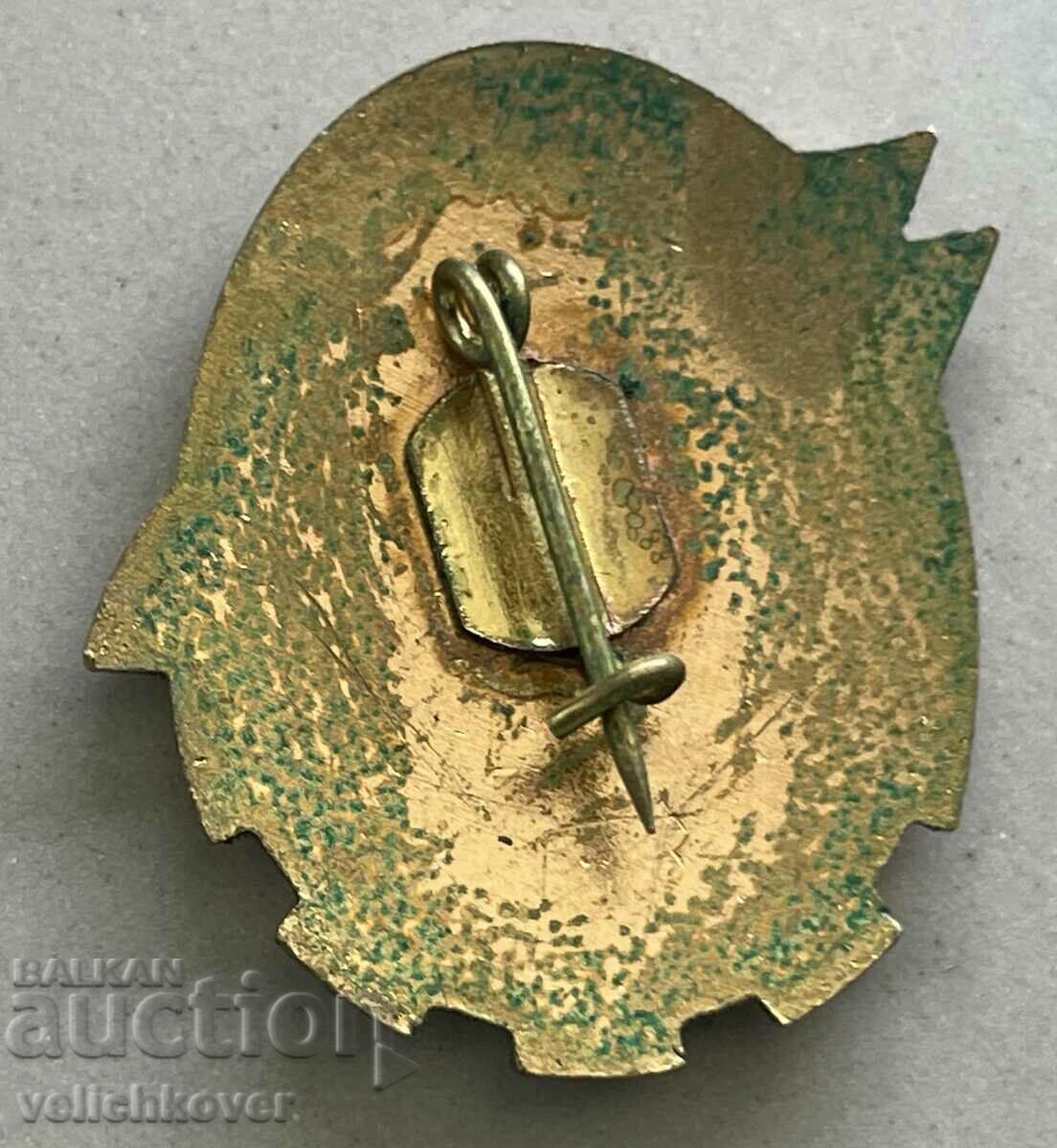 35428 Romania badge Excellent in patriotic work enamel with price 5.00 BGN | € 2.56