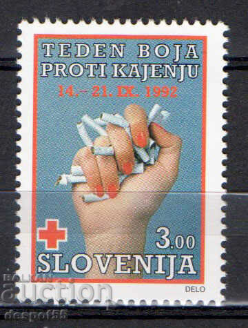 1992. Slovenia. Crucea Roșie - Săptămâna fără fumat.