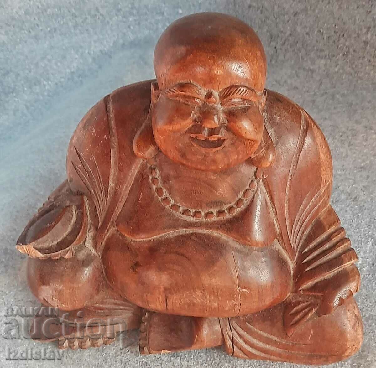Wooden statue of the happy laughing Buddha with price 60.00 BGN | € 30.68 Wooden statue of the happy laughing Buddha with price 60.00 BGN | € 30.68