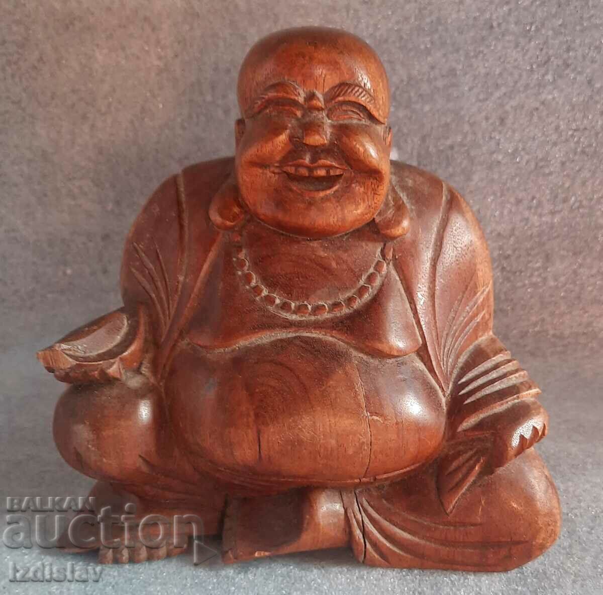 Wooden statue of the happy laughing Buddha - 5 Wooden statue of the happy laughing Buddha - 5