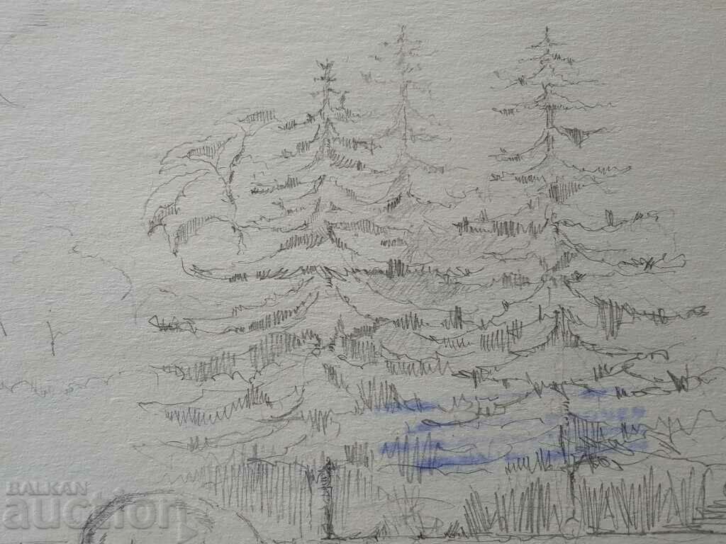 Κύριο σχέδιο με μολύβι Toma Petrov Τοπίο με ελαφίνα - 6 Κύριο σχέδιο με μολύβι Toma Petrov Τοπίο με ελαφίνα - 6