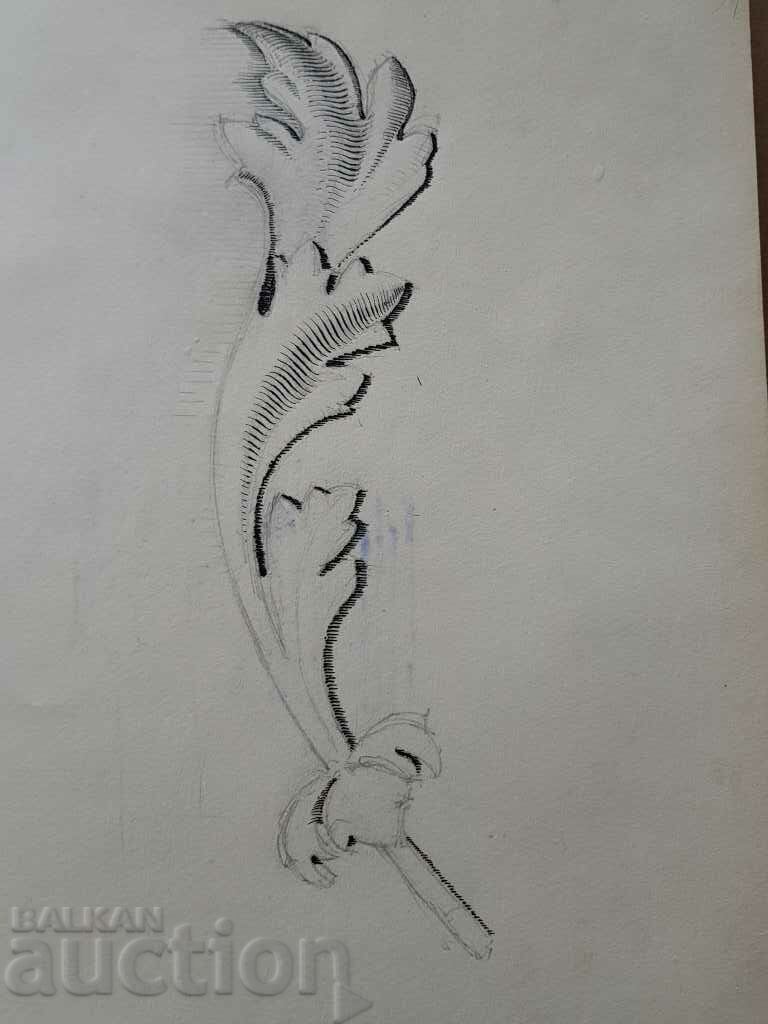 Master pencil drawing Toma Petrov Project of an acanthus leaf with price € 5.00 | 9.78 BGN