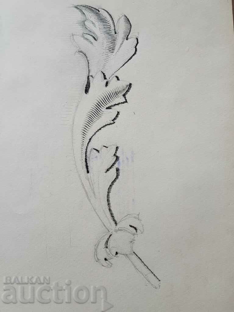 Auction  Master pencil drawing Toma Petrov Project of an acanthus leaf
