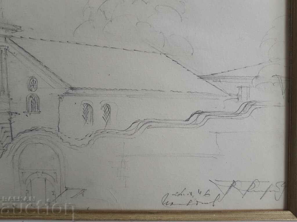 Παράδοση Κύριο σχέδιο με μολύβι Toma Petrov Church of St. Μήτηρ Θεού