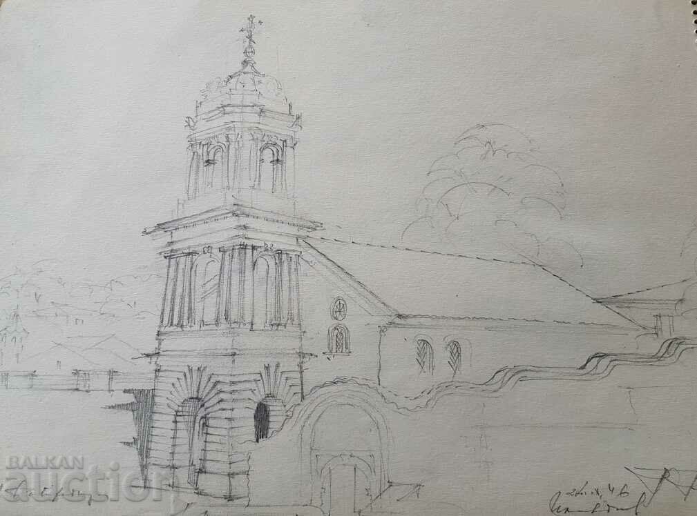 Κύριο σχέδιο με μολύβι Toma Petrov Church of St. Μήτηρ Θεού - 6