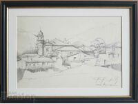 Master pencil drawing Toma Petrov The church in Shumen