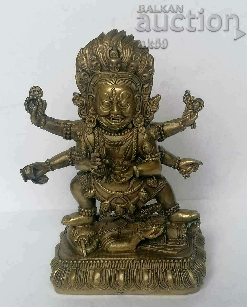 Zeița furioasă „Kali” - sculptură tibetană mică din bronz.