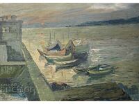 Picture - "Seascape, fishing boats, harbor"