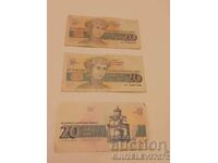 3- Banknotes Bulgaria 20 BGN 1991 years