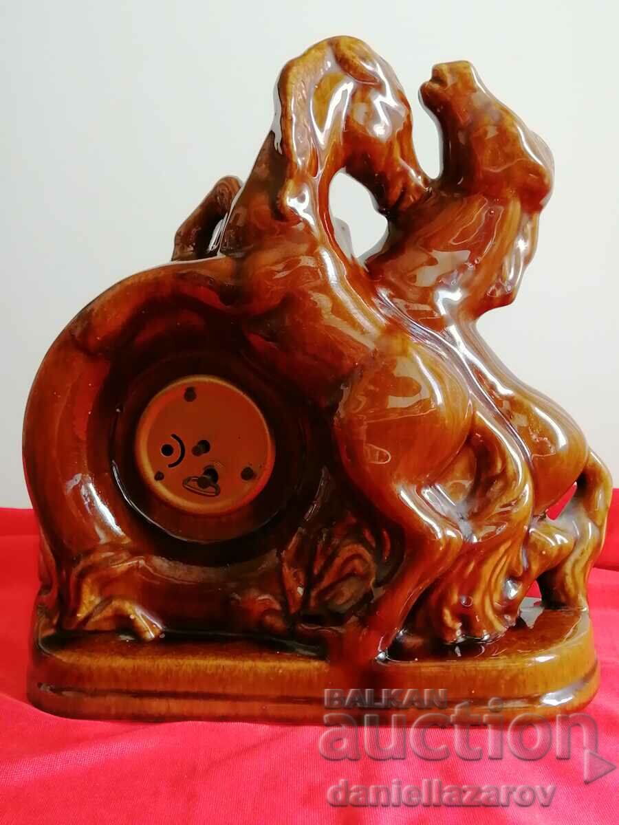 Old German Porcelain Table Clock HORSE - 5 Old German Porcelain Table Clock HORSE - 5