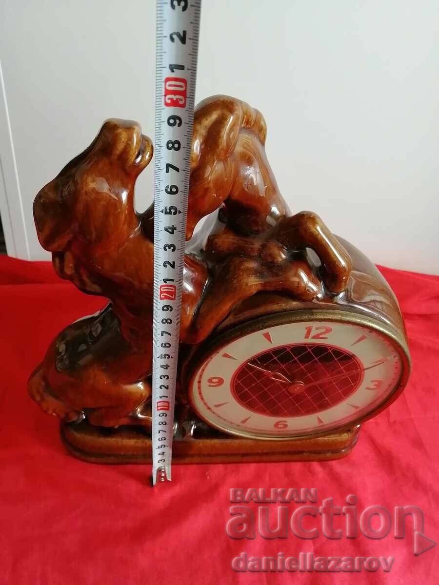 Old German Porcelain Table Clock HORSE - 7 Old German Porcelain Table Clock HORSE - 7