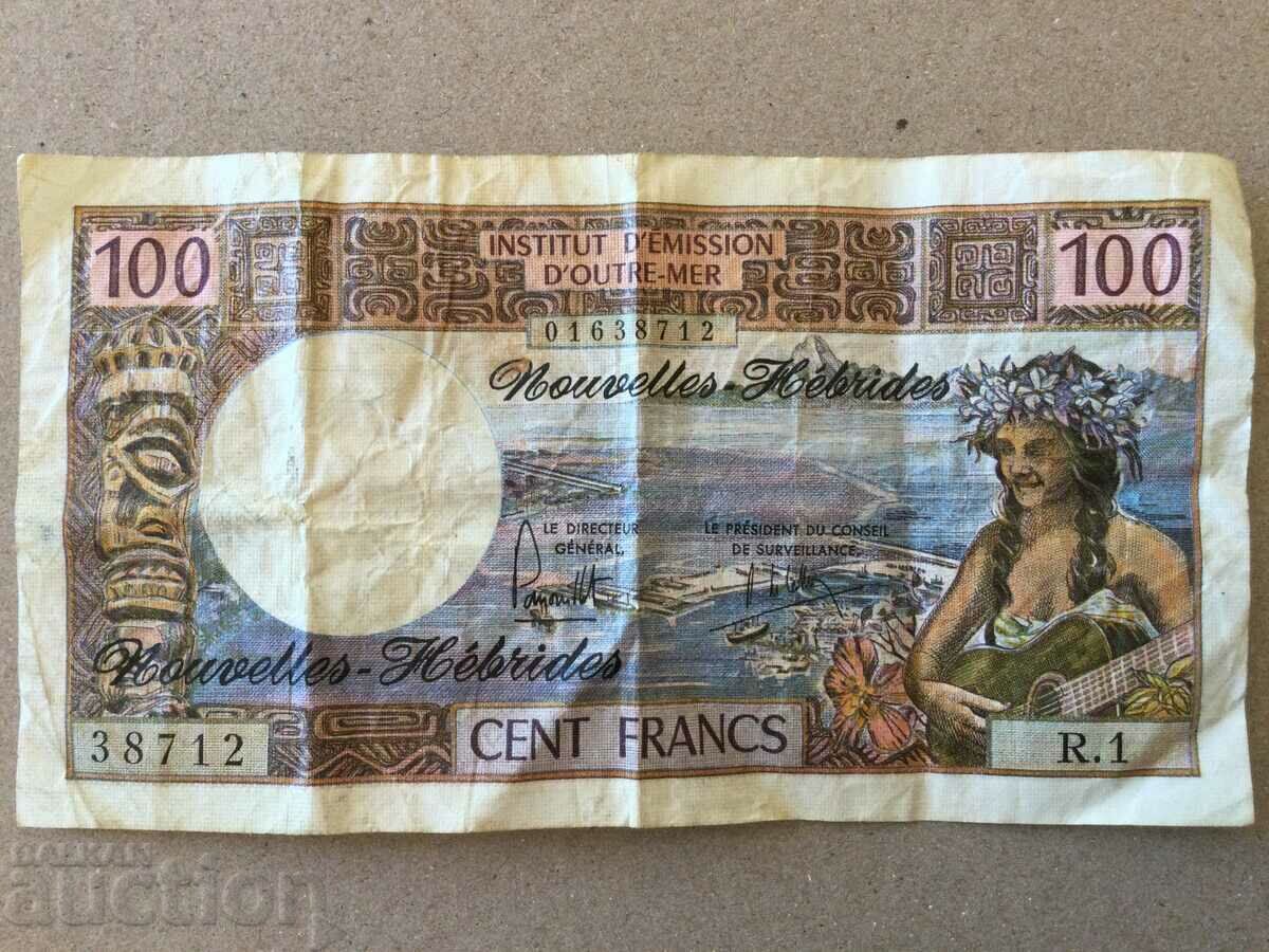 100 франка Френски Нови Хибриди острови Вануату