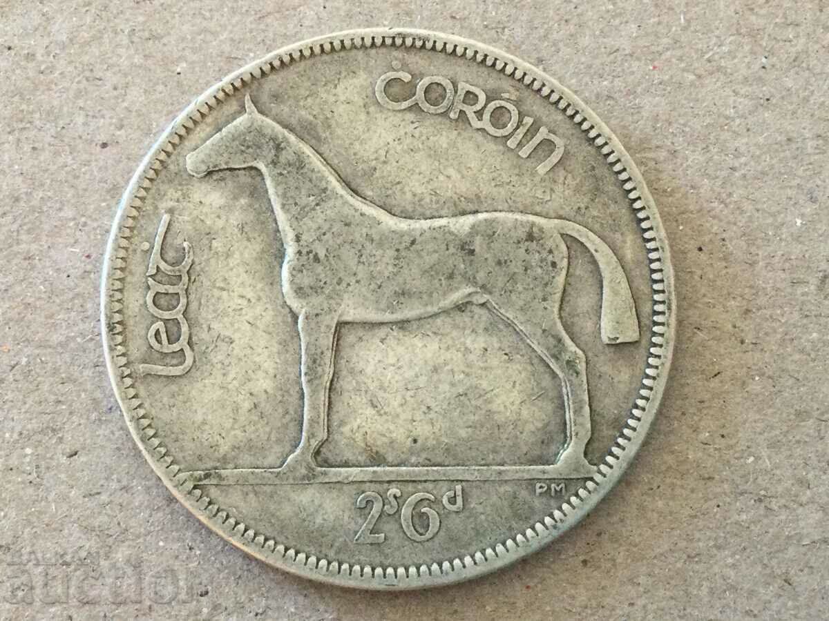 Ирландия 1/2 корона 1928 сребро кон арфа