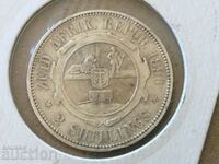 South Africa 2 Shillings 1896 Paul Kruger Silver