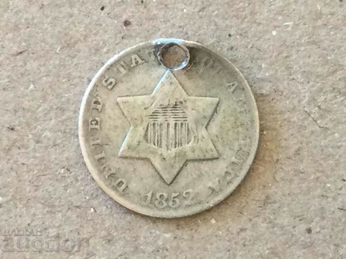 USA America 3 Cents 1852 Rare Silver Coin with price 65.00 BGN | € 33.23