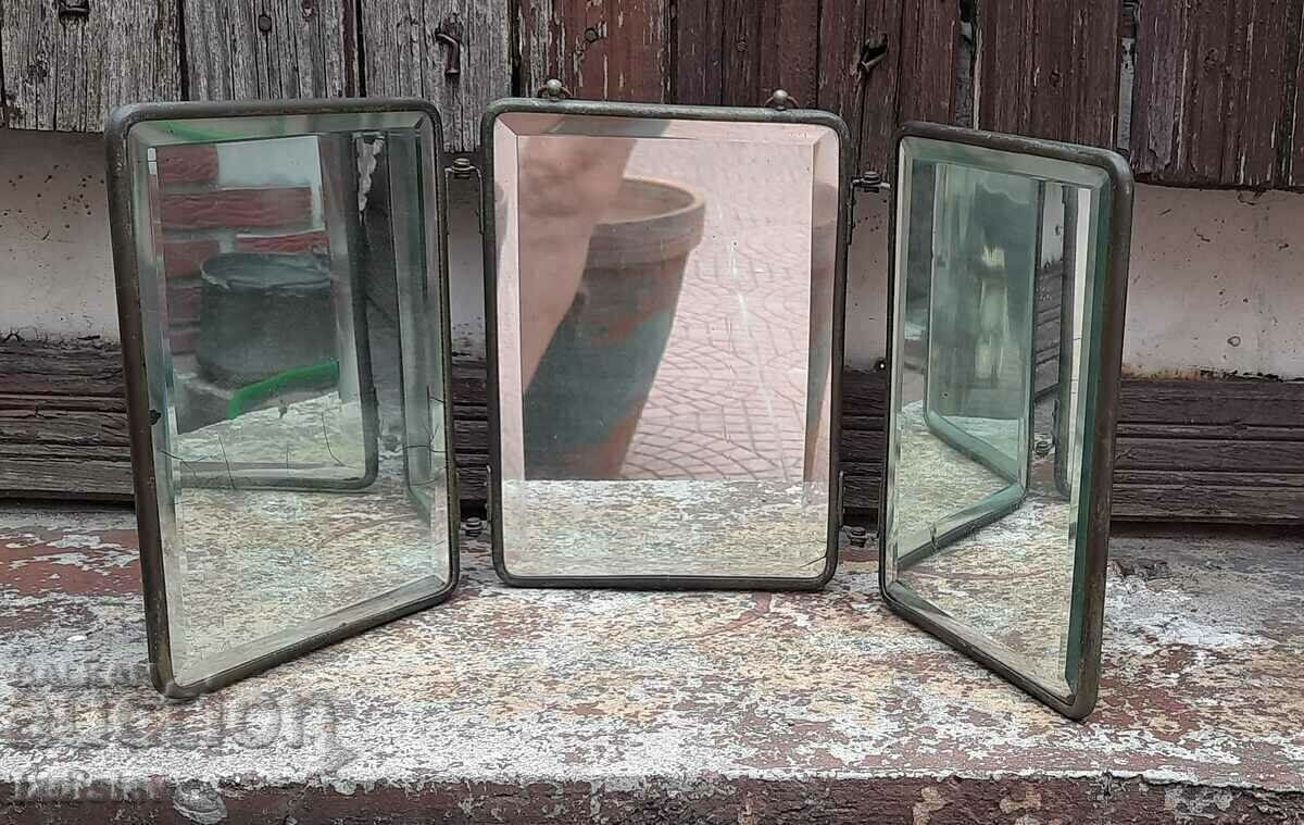 Triptic cu oglindă pliantă militară, ofițer 19c - 5