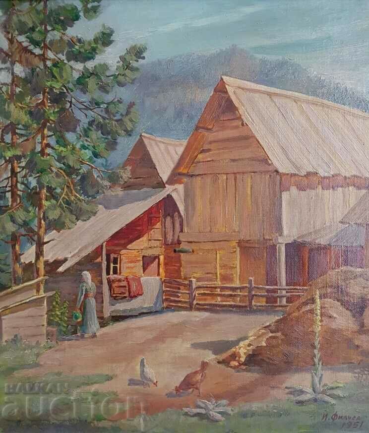Аукцион Йордан Филчев 1908-1968  Из родопите 1951г. Картина масло