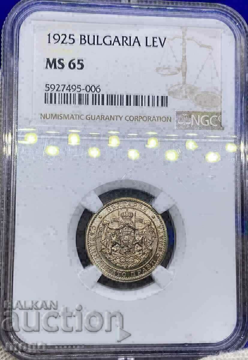 1 BGN 1925 MS 65 NGC / Brussels /