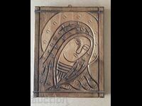 СТАРА дървена резбована Икона с Ботородица-дева Мария