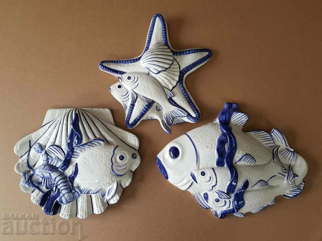 FRUMOS Porțelan Ceramic 3 Decoratiuni Nautice de Perete