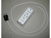 Extension cord 1.5 m white three-way splitter, excellent