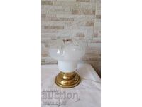 Стара месингова нощна лампа с духано стъкло - Антика - №45