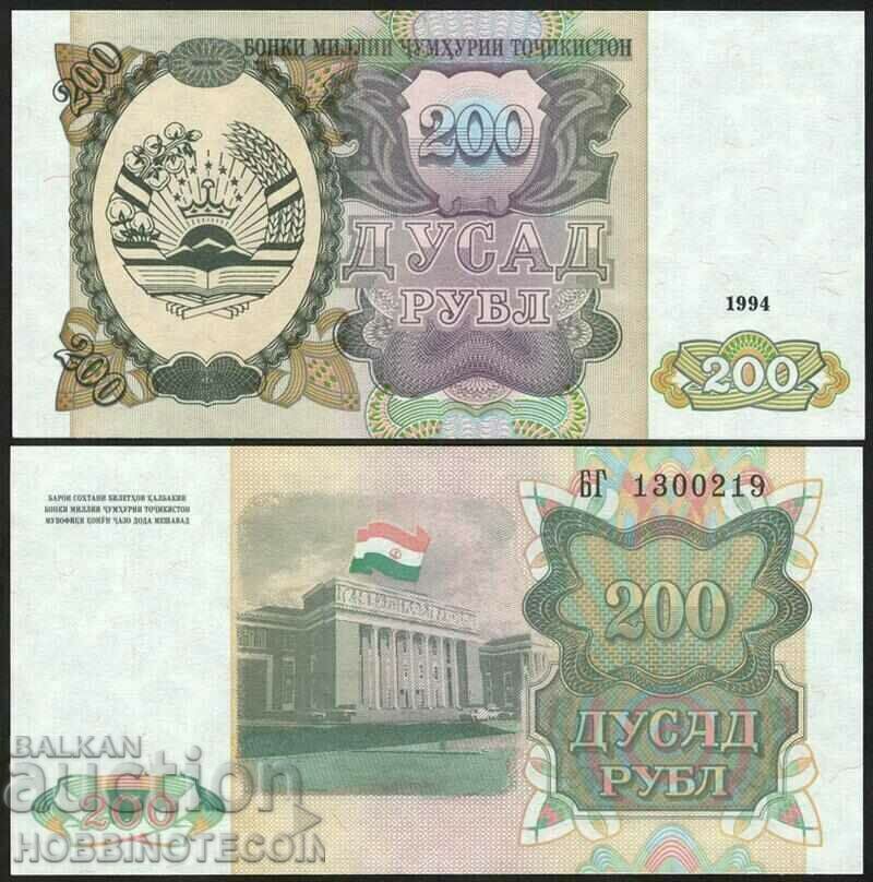 TAJIKISTAN TAJIKISTAN 200 Numărul de ruble 1994 NOU UNC