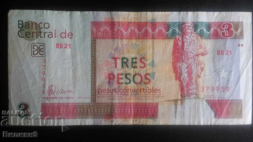 3 pesos Cuba 2006 '' Che Guevara '' Rare