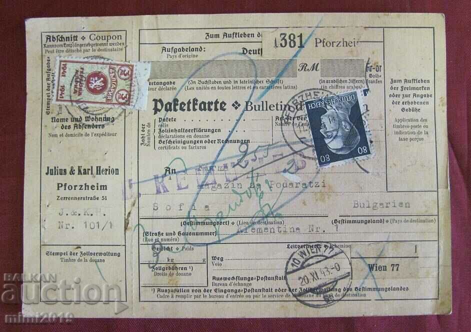 Delivery of 1943 Second World War - German Document on Bulgaria