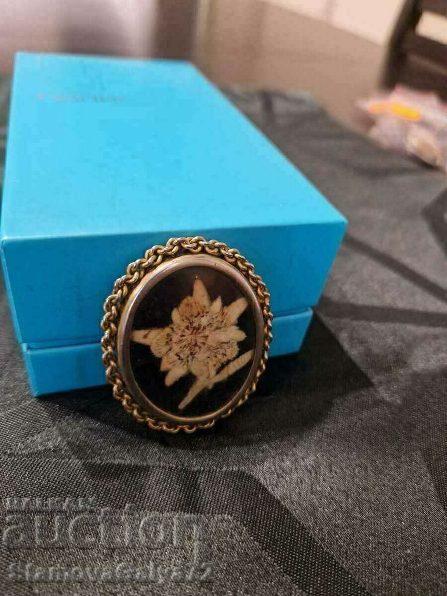 Unique antique Belgian Edelweiss brooch - 5