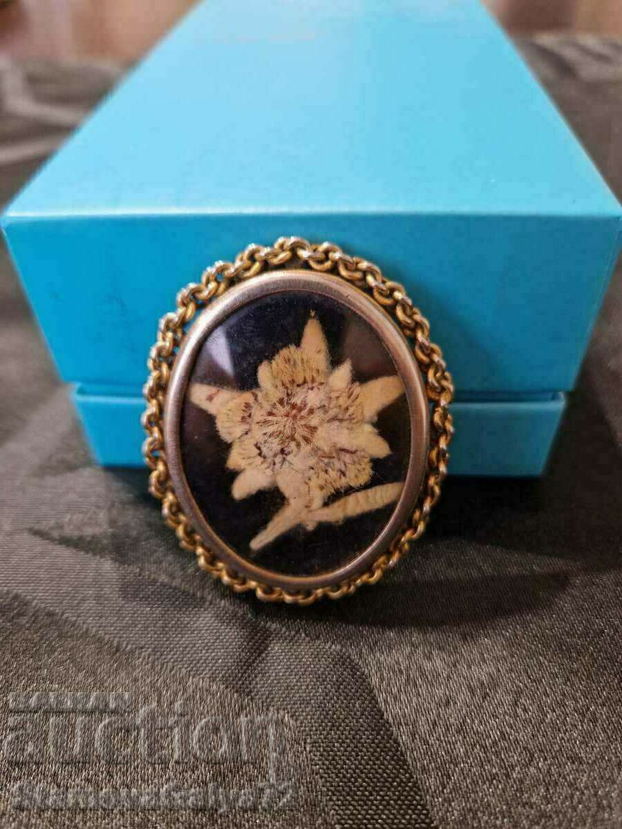 Unique antique Belgian Edelweiss brooch